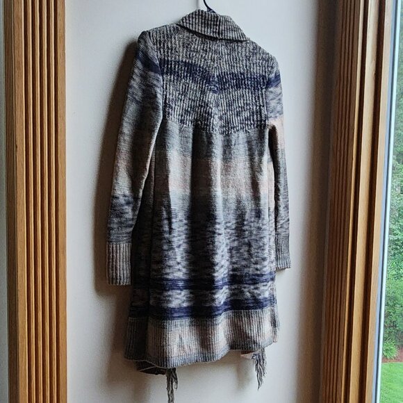 Knox Rose Tan/Brown Striped Open Cardigan With Fringe Size XS - Picture 11 of 14